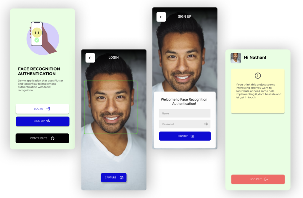 Face recognition authentication (Signup + signin) with Flutter