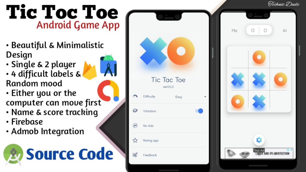 How to Make Tic Tac Toe Game App in android studio with source code