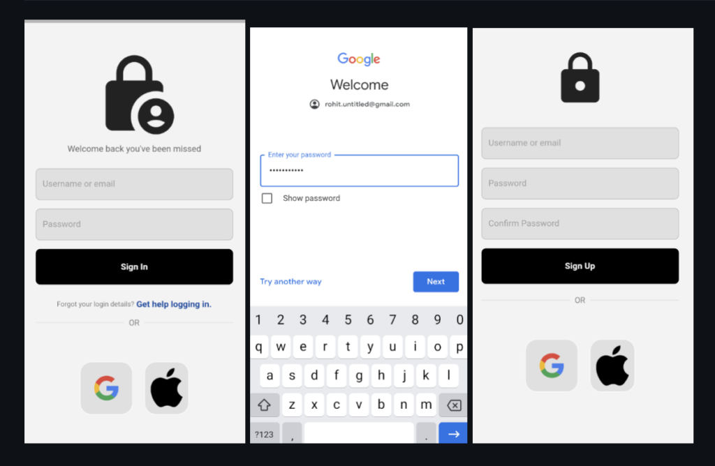 Full login app project with google and apple authentication in flutter