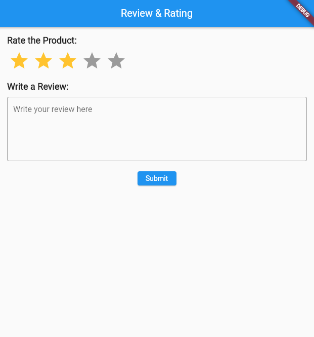How to make review and rating ui with flutter stepwise