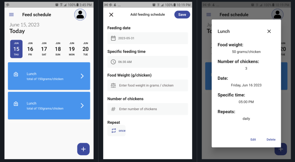 Automatic Chicken Feeder App using Flutter source code