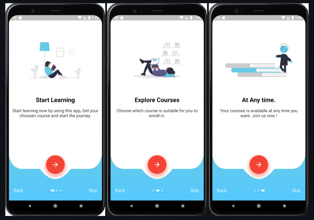 Flutter Splash screen with curved custom bottom sheet and dots indicator