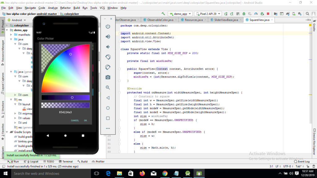 Color Picker android app with Source code using android studio