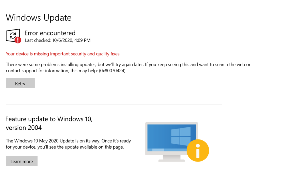 How to solve (0x80070424) Error in Windows 10|fix (0x80070424) Error