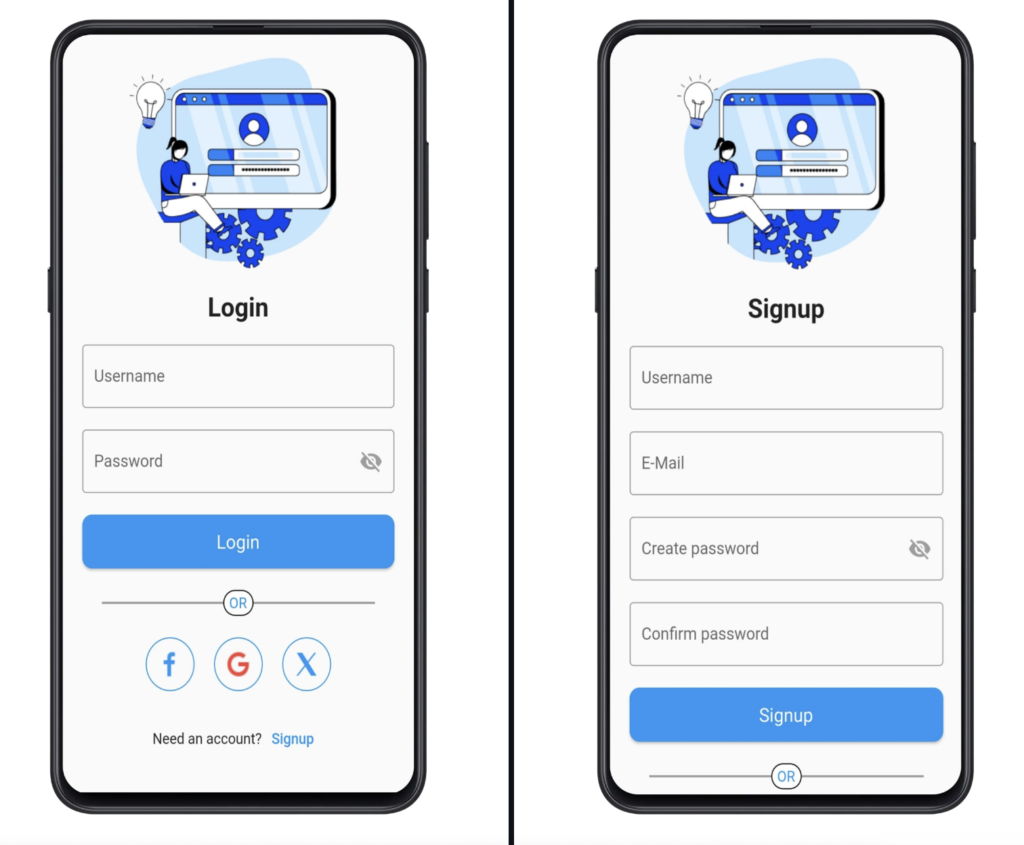 Flutter Login and Signup authentication app source code