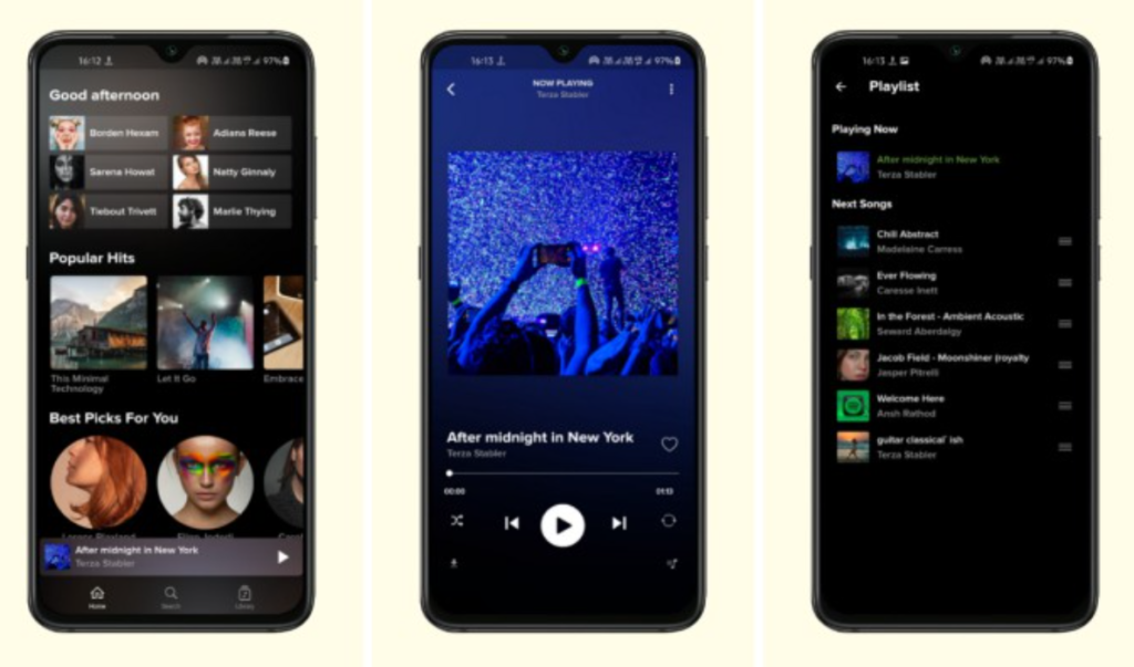 Music player app in flutter and dart using node.js music API