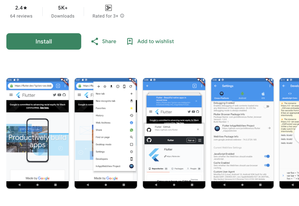 QR code scanner in flutter bowser app source code