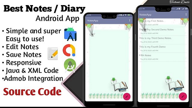 Diary / Notes App in Android Studio with source code