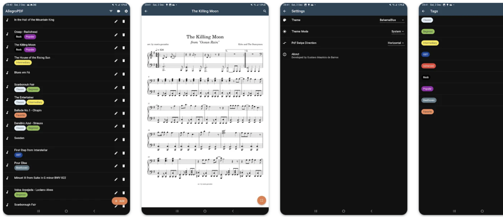 Specialized PDF reader designed specifically for music sheets