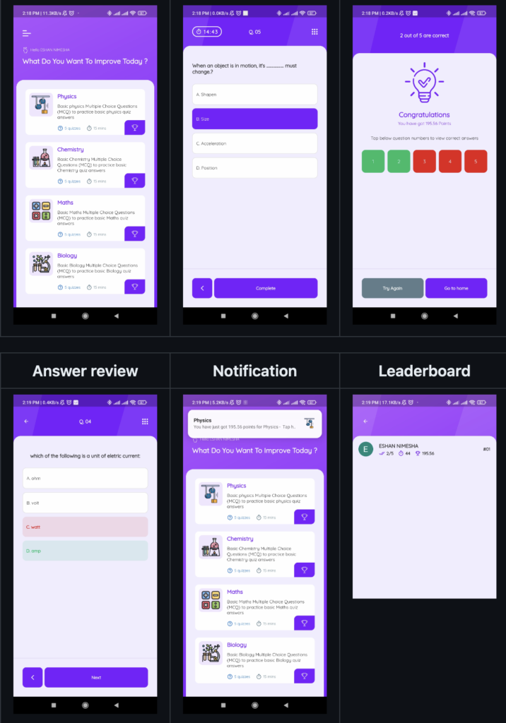 Flutter Quiz App With firebase and Getx State-management